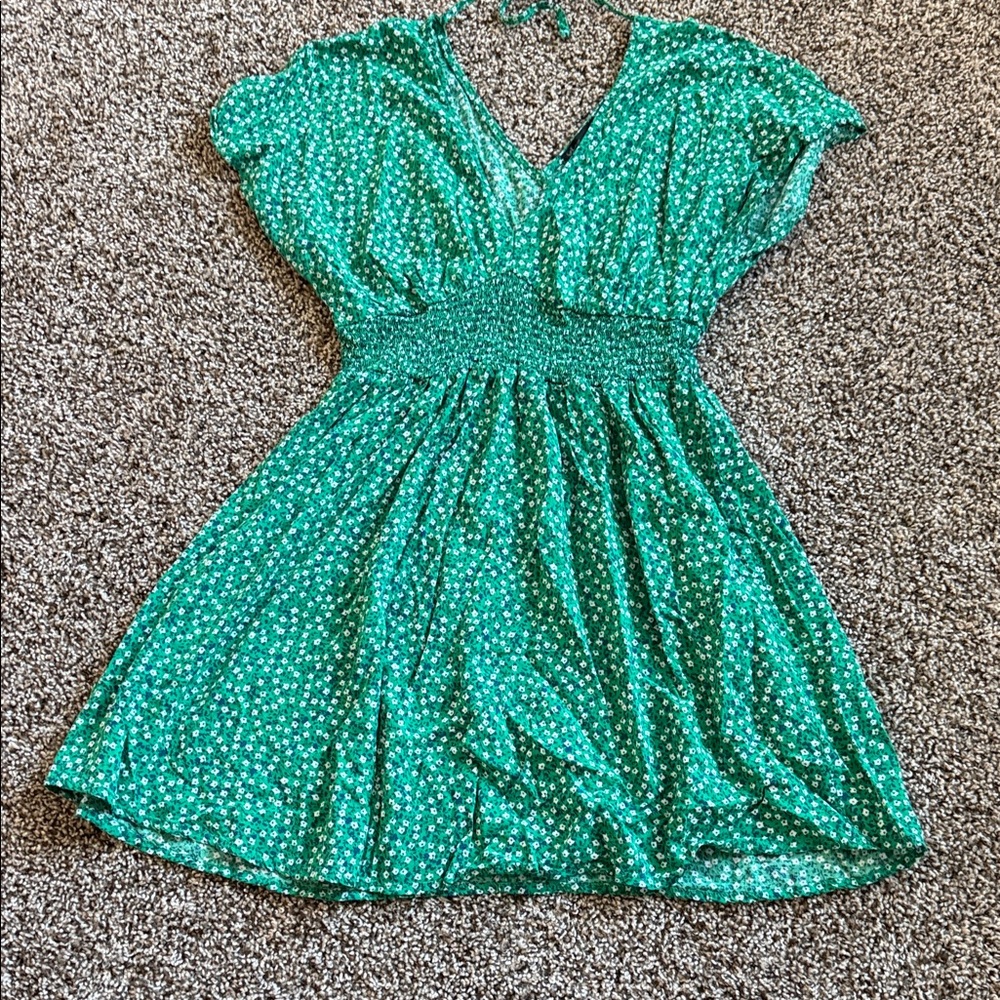 BeBop Green Mini Dress with White Dots